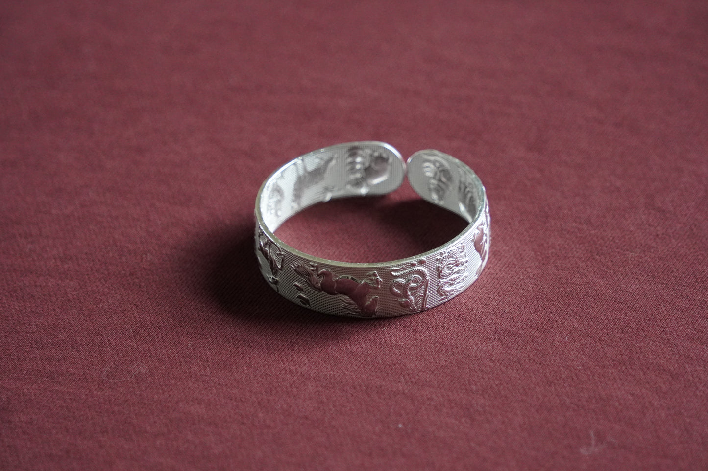 Twelve Zodiac Signs Tibetan Silver Bangle