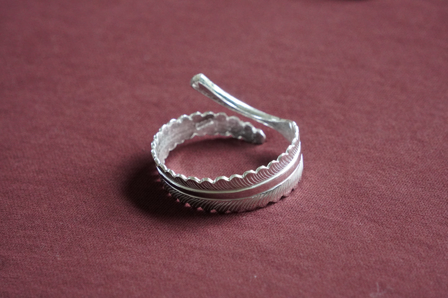 Buddha Long Leaf Tibetan Silver Bangle